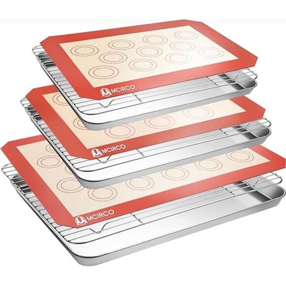 Stainless Steel Baking Sheet Tray Cooling Rack with Silicone Baking Mat Set - Picture 8 of 16